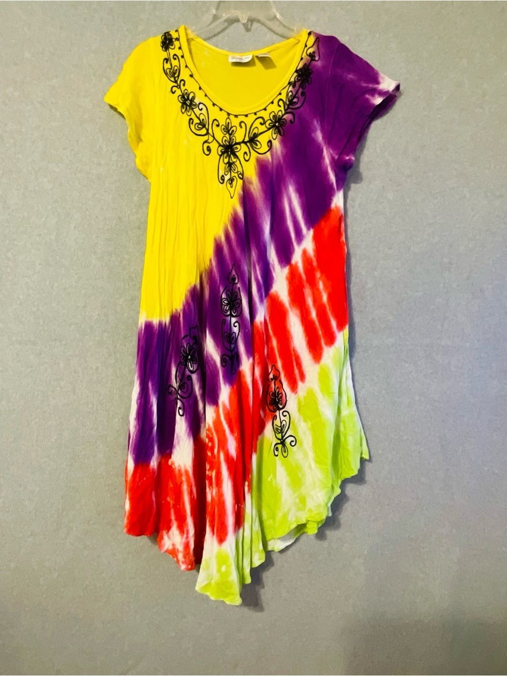 Sante classic Vibrant Tie-Dye Swing Tunic — Yellow, Purple, Red, Lime Sz OS - Picture 11 of 11